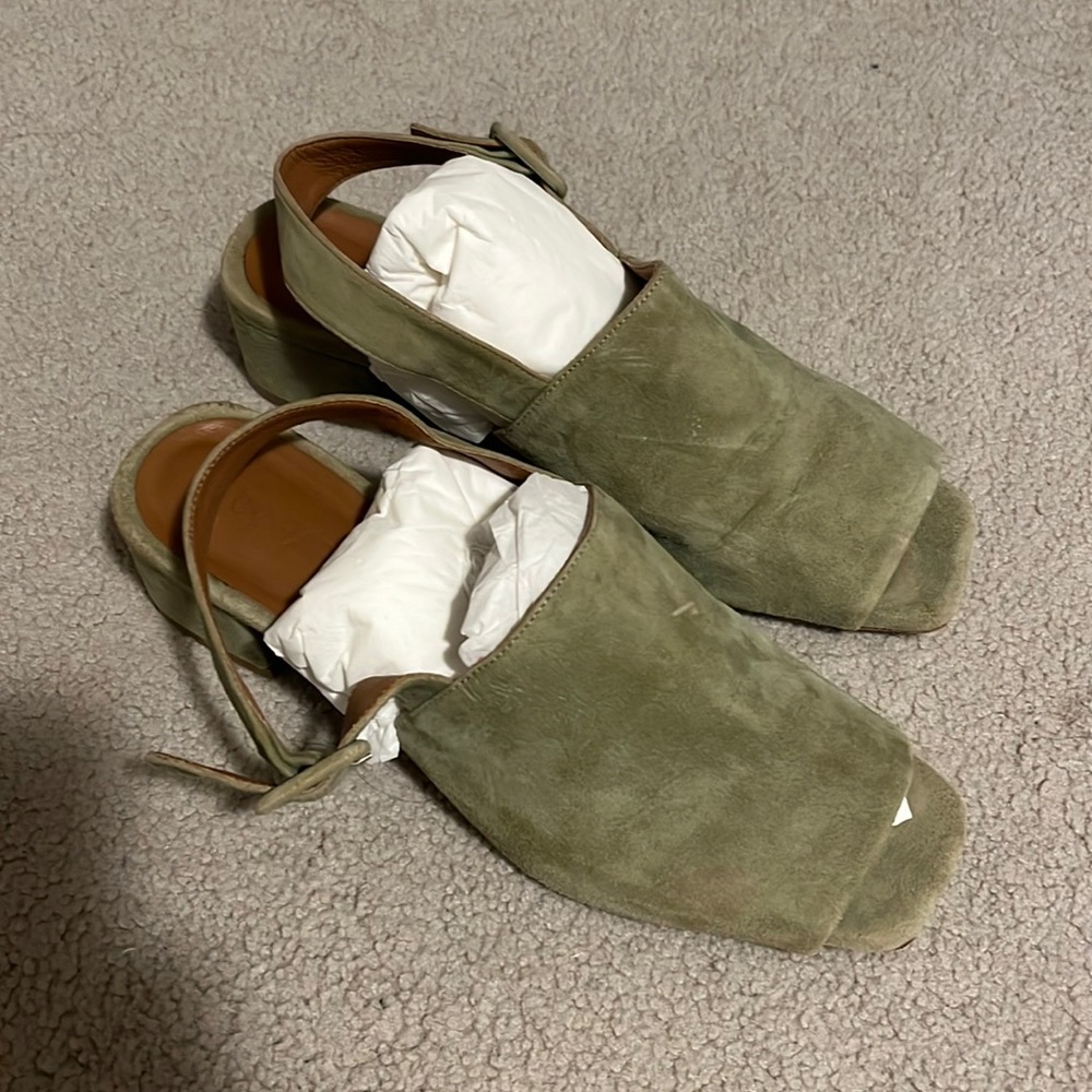 By Far green handmade suede sandals, size 39